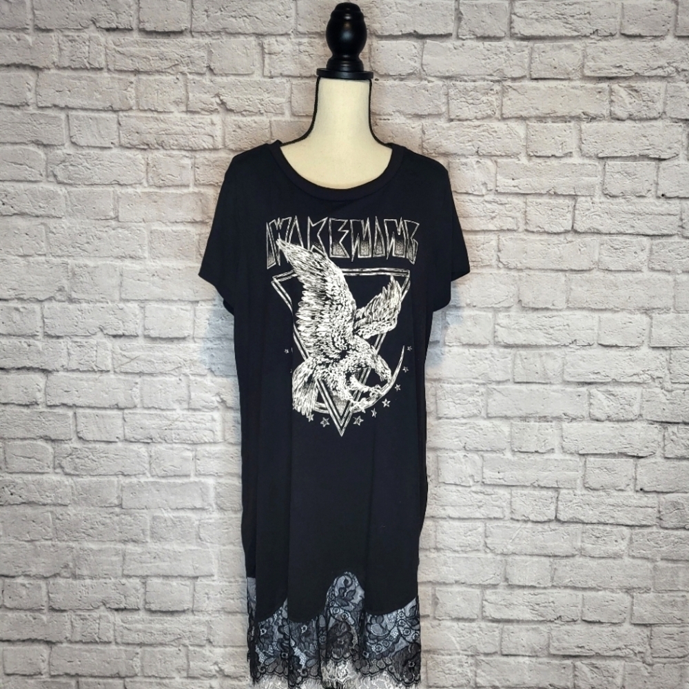 Torrid black white awakening rock graphic short sleeve t shirt dress sz Torrid 2 - Picture 2 of 9